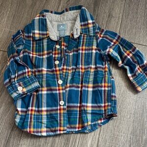Vintage GAP Kids Plaid Button Down Shirt - Blue, Yellow, Red
